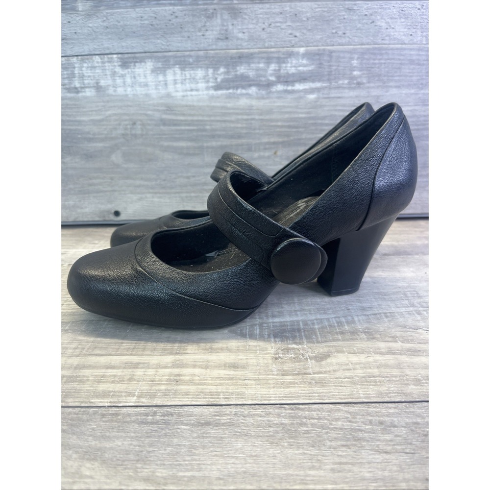 Clarks Womens Shoes Black Mary Jane High Heel Leather Pumps Sz 8 Bendables